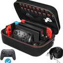 ivoler Carrying Storage Case for Nintendo Switch/For Switch OLED Model (2021),Portable Travel All Protective Hard Messenger Bag Soft Lining 18Games for Switch Console Pro Controller Accessories Black