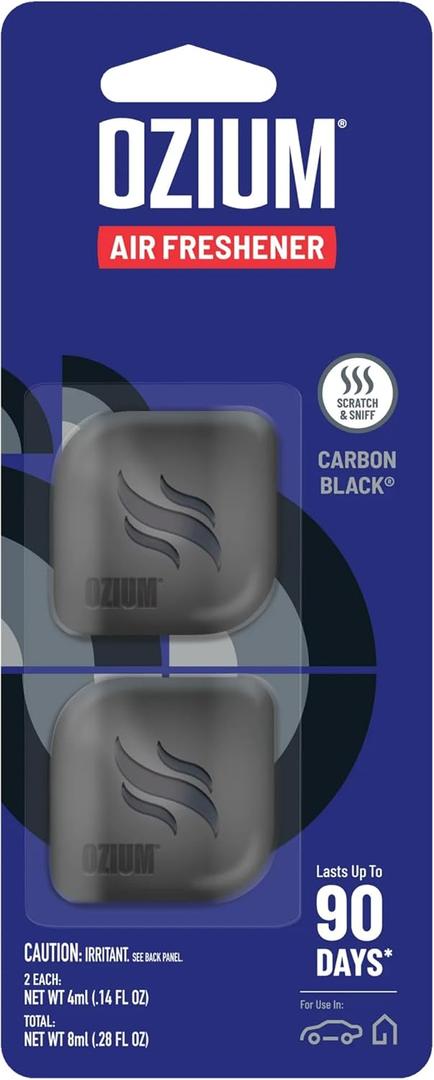 Ozium Membrane Car Vent Clip AC Air Fresheners Car Air Freshener and Car Odor Eliminator (Carbon Black, 2 Packs)