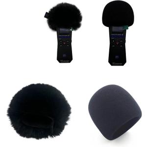 Pop Filter Dead Cat Fit For Zoom H1essential Handy Portalble Recorder Furry Windscreen&Foam Microphone Windshield Sponge Cover (Black with foam)