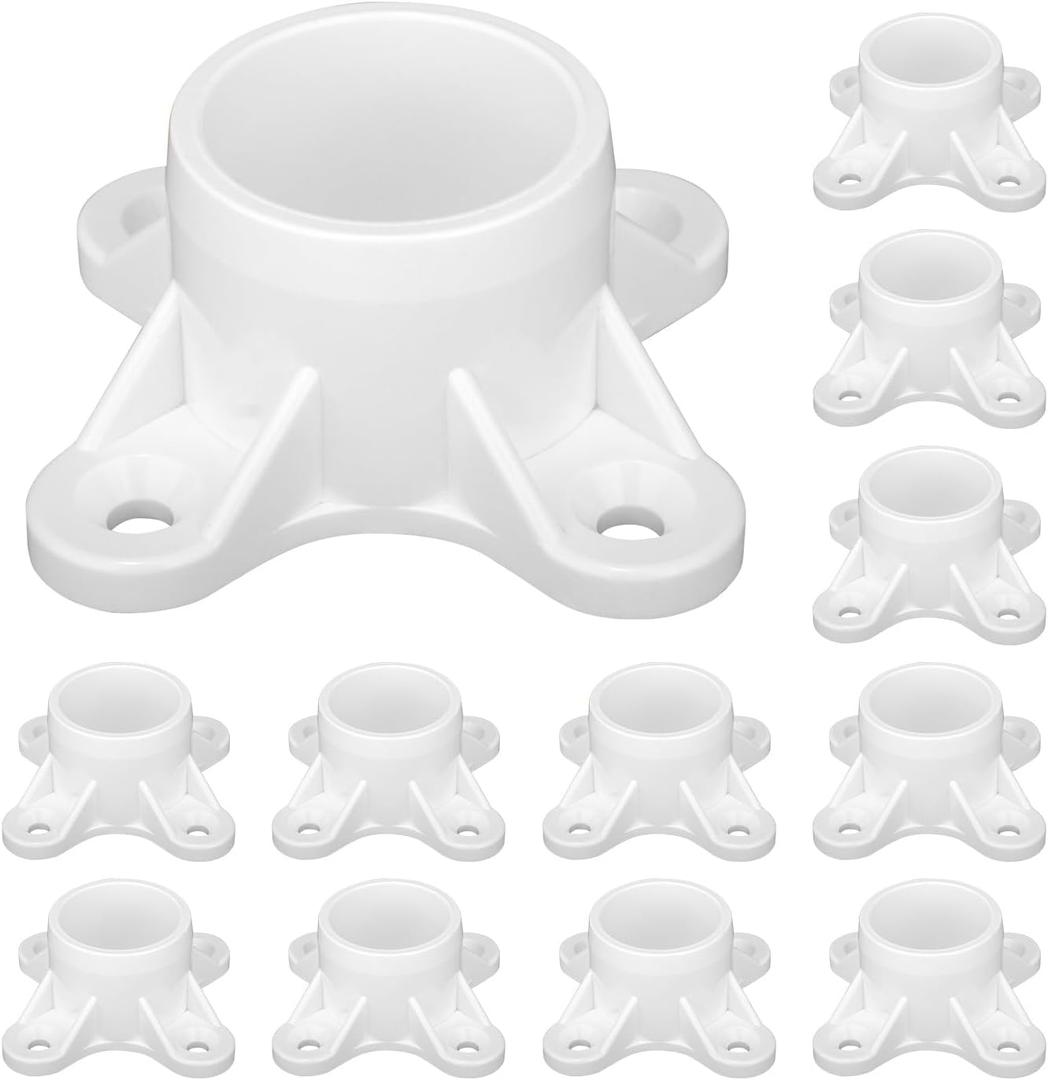 12 Packs 2" PVC Flange, Table Screw Caps PVC Pipe Fittings for DIY Rod Holder Projects, Making Storage Shelves, Support Feet