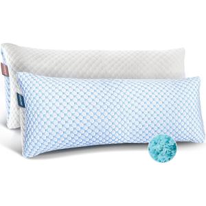 Nestl Cooling Pillow for Sleeping 1 Pack, Luxury Shredded Memory Foam Body Pillow Set of 1, Adjustable Cold Gel Pillows for Hot Sleepers Supportive Long Pillow for Side Back Stomach Sleepers