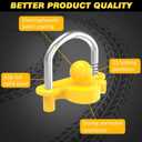 Funmit Trailer Lock Universal Coupler Ball Lock Fits 1-7/8", 2", and 2-5/16" Couplers, Boat Camper Accessories for Travel Trailers Adjustable Heavy-Duty Steel Hitch Lock Yellow