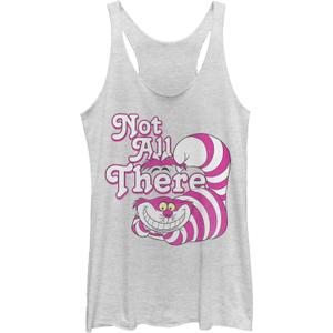 Women's Alice in Wonderland Not All There Racerback Tank Top (White Heather) S