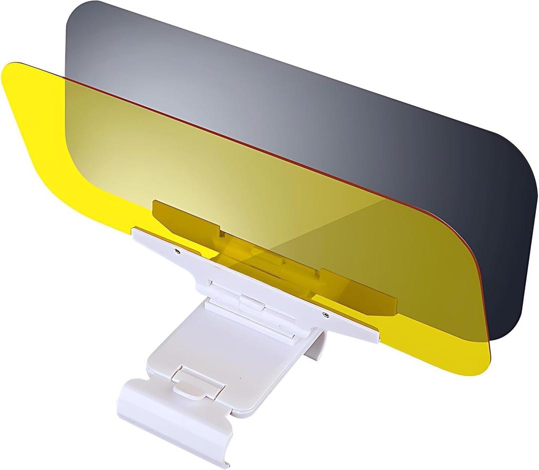 Day/Night Polarized Sun Visor Extender for Car/Trucks, Anti-Glare UV Protection Clip-On Shield, Shatterproof Optical Acrylic/Heat Reducer/Universal Adhesive-Free Sun Visor for Car Windshield
