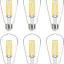 FLSNT 100W Equivalent LED Edison Bulbs, 90+ High CRI, 4000K Cool White, ST19 Dimmable 8W LED Light Bulbs, High Brightness with 1000LM, E26 Base, 6 Pack