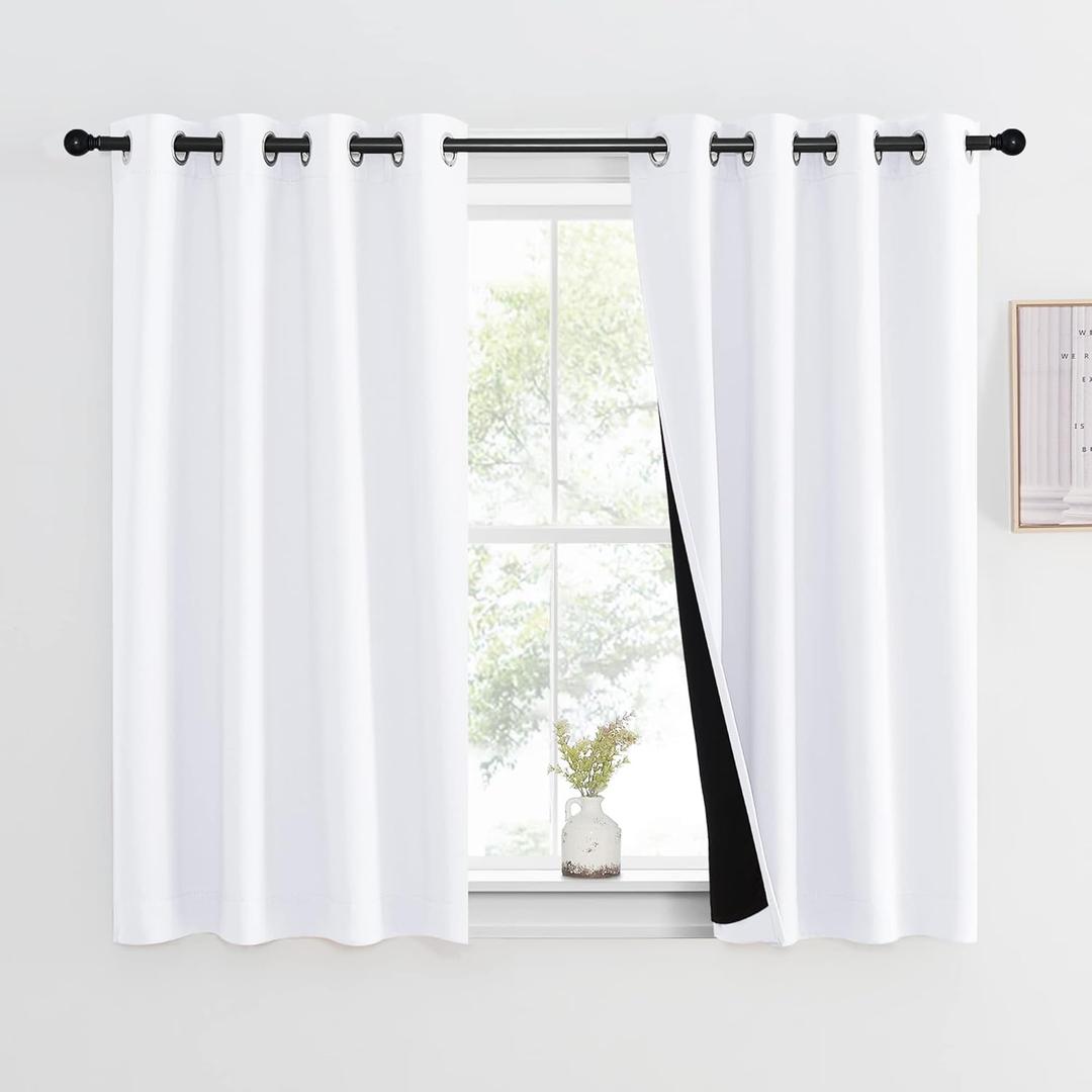 NICETOWN Cortina 100% opaca de 54 pulgadas de largo, tratamiento de ventana completamente opaca, con aislamiento trmico para ventanas pequeas (blanco, 1 unidad, 46 pulgadas de ancho cada panel)