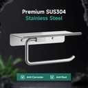 Toilet Paper Holder with Shelf, 304 Stainless Steel 6-Inch Large Bathroom Toilet Paper Holder Wall Mount, Rustproof Toilet Paper Roll Holder for Bathroom, Washroom