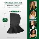 Hooded Silk Sleep Bonnet, 100% Mulberry Silk Night Cap, Long Hair Protective Cap with Buttons, Black