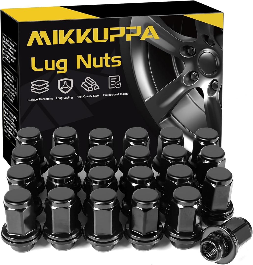 MIKKUPPA 24pcs M12X1.5 Black Mag Lug Nuts - 1.87" (47mm) Height 13/16" Hex Replacement for Toyota Tacoma 4Runner FJ Cruiser Lexus GX