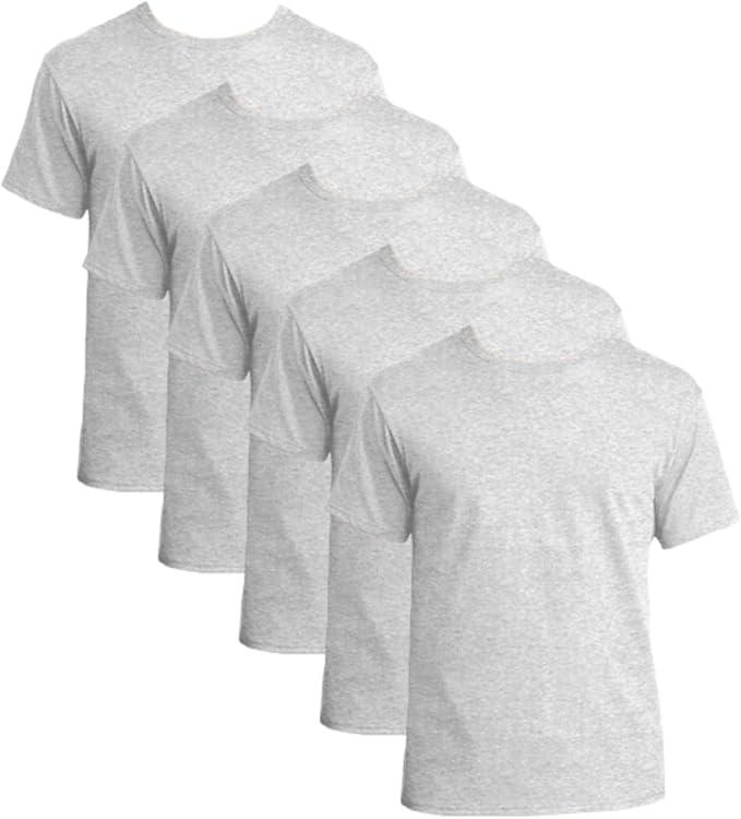 Hanes Ultimate Men's 5-Pack Tagless ComfortSoft Crewneck T-Shirt (2 Grey, 2 Black, 1 Blue)  2XL