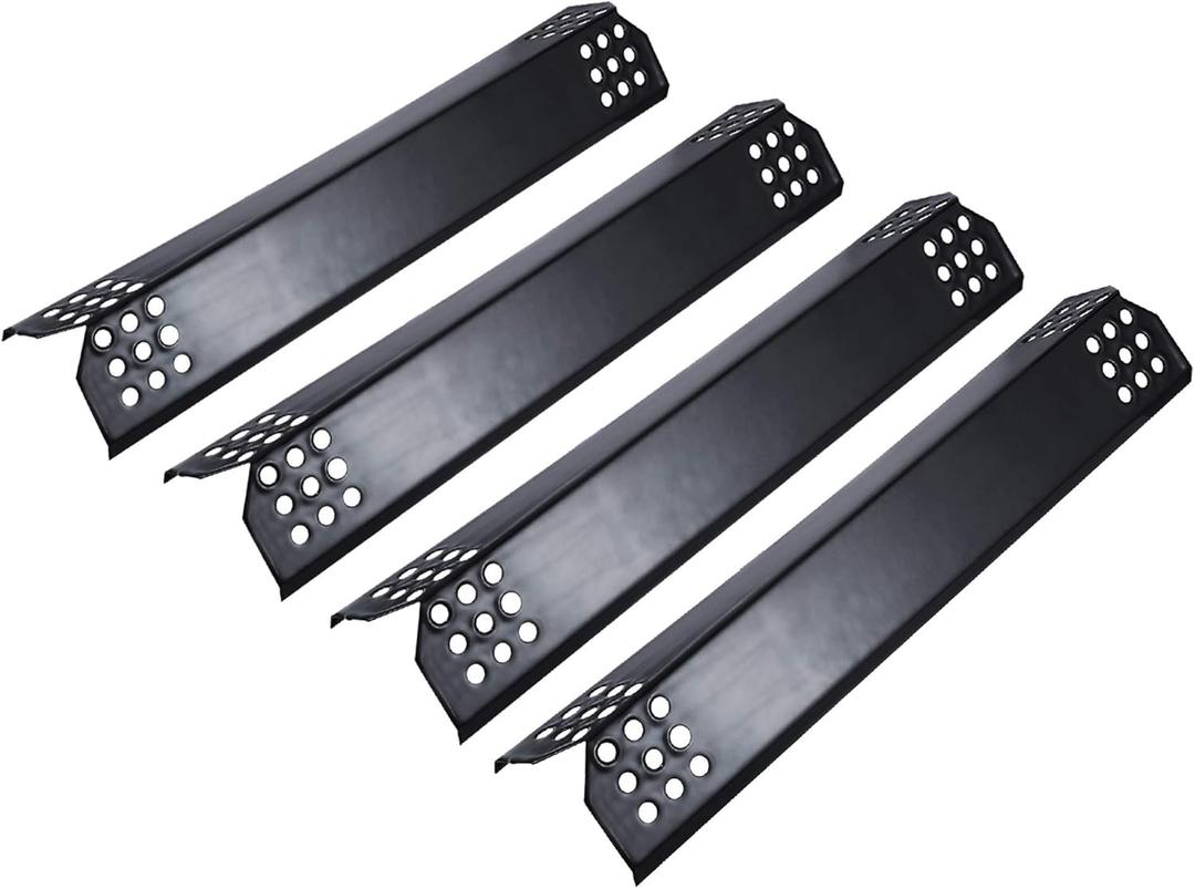Unicook 4 Pack Porcelain Grill Heat Plate 14.56" L, Gas Grill Replacement Parts Burner Cover, Heat Shield Tents, Flavorizer Bars, Flame Tamer Guards for Gas BBQ