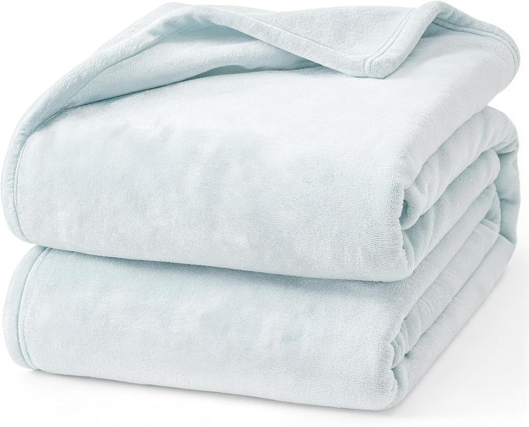 Hansleep Fleece Ice Blue Throw XL Blanket, Super Soft Flannel Fuzzy Plush Cozy Blanket for All Seasons, Ice Blue, Throw XL 50x70 Inches