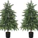 3FT Artificial Christmas Cedar Tree for Outdoor Front Porch Decor, Real Touch Christmas Topiary, Realistic Potted Fake Faux Tree Plants for Indoor Garden Holiday Winter Decoration