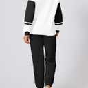 Herseas Women 2 Piece Outfits Sweatsuit Lounge Set Color Block Crewneck Pullover with Jogger Airport Tracksuit Matching Pants Set Black Small 4 6 (S)