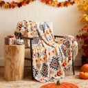 CASAAGUSTO Boho Throw Blanket - Colorful Decorative Blankets with Tassel, Printed Flannel Bohemian Blanket for Chair, Bed, Sofa, Couch, (50 x 60, Colorful)