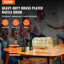 VEVOR Raffle Ticket Spinner - 12 x 8 Inch Raffle Drum Lottery Spinning Drawing, Brass Plated Raffle Tickets Roll Box with Wooden Turning Handle Holds 2500 Tickets or 100 Ping Pong Balls for Events, 12x8inch-Small