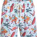 Pullonsy Men's Swim Trunks Quick Dry Board Shorts with Zip Pockets Beach Swimwear Bathing Suits (Blue, XXL)