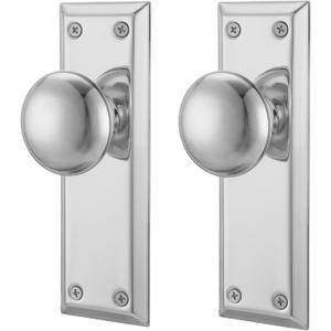 Door Knob Interior, Inactive Door Knobs for Closet, Antique Bifold Door Knobs Replacement, Single-Side Dummy Old Style Door Handle, Satin Brushed Nickel, 2 Pack