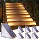 NIORSUN Solar Step Lights for Outside, 6 Pack Warm White Solar Stair Lights Outdoor Waterproof Auto On Off,Outdoor Stair Light for Steps, Patio, Yard, Porch, Front Door, Sidewalk, Deck DecorBrown