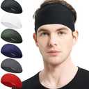 MARKEEP Running Headbands for Men（3, Mens Stretchy Headband for Football,Cycling,Basketball,Yoga,Fitness Workout Unisex Quick-Dry Sweatband