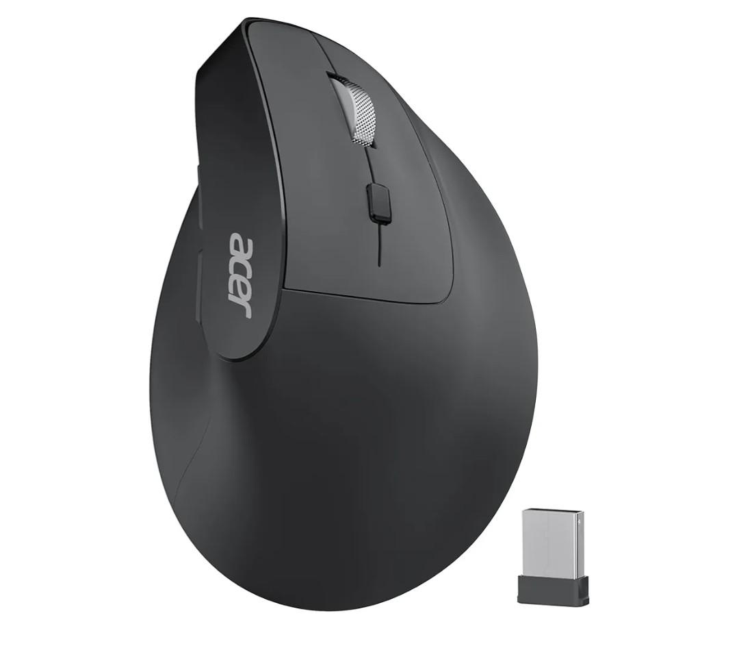 acer Ergonomic Mouse Wireless, Adjustable DPI Vertical Mouse 1000/1200/1600 with 6 Buttons, Rechargeable Ergo Mice with 2.4GHz USB Receiver for Computer, Laptop, PC, iMac and Desktop