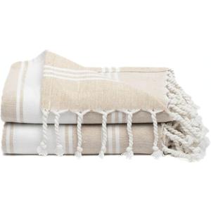 Cotton Turkish Beach Towel with Towels Oversized 36"x72" Pool Absorbent Extra Large Quick Dry Sand Travel Towel (Beige, 2 Pack)