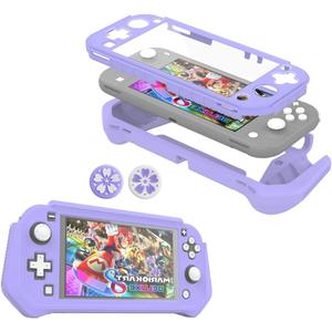 Protective Case for Nintendo Switch Lite, Switch Lite Case with Detachable Screen Protector Cover + Hand Grip Case Compatible with Nintendo Switch Lite 2019 (Purple)