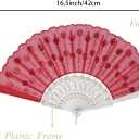 QIRMIZI 30 PACK Fabric Folding Handheld Fans, Perfect for Weddings, Parties, and Dancing,Red