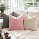 MIULEE Pack of 2 Pillow Covers Soft Soild Decorative Square Throw Pillow Covers Set Cushion Cases Pillowcases for Sofa Bedroom Car 12 x 12 Inch 30 x 30 Cm Pink