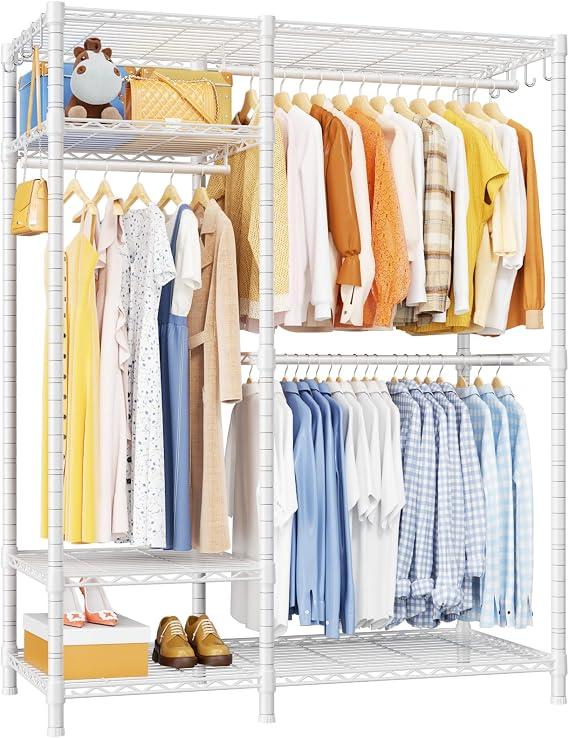 Ulif F7 Medium Clothes Rack, Clothing Racks for Hanging Clothes, Black
Heavy Duty Garment Rack, 6-Tiers Freestanding Portable Closet Storage Racks 45'' W × 14.6'' D × 76.6'' H, Max Load 750 Lbs