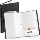JoyCat Portfolio Binder 11"x17",40 Pockets Art Folder with Clear View Pages, 80 Sheets Presentation Binder for Artists and Students (Black)