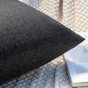 MIULEE Pack of 2 Decorative Outdoor Solid Waterproof Throw Pillow Covers Faux Linen Garden Farmhouse Cushion Cases for Halloween Tent Balcony Couch Sofa 20x12 Inch Black