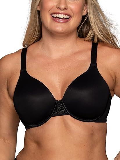 Vanity Fair Women's Full Figure Beauty Back Smoothing Bra, 4 Way Stretch Fabric, Lightly Lined Cups up to H (42C,Black)