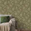 Fullhawl Cottage Core Wallpaper Boho Flat Floral Vintage Wallpaper Rustic Floral Non-Stereoscopic Wall Decal 118 x 16 Green Farmhouse Peel and Stick Removable Flower Contact Paper for Home Wall