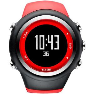 EZON GPS Running Watch with Distance Pace Alarm and Calorie Counter and Stopwatch for Men (Red)