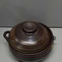 Korean Stone Bowl (34oz) Clay Pot for Cooking Korean Dishes - Brown, Large, Rustic Style - Dolsot, Ttukbaegi, Onggi, Kimchi Stone Donabe - With Lid