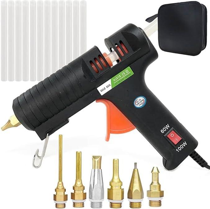 Hot Glue Gun,Full Size High Temperature Glue Gun Kit with 12 Clear Glue Sticks, 60/100W. For Craft School DIY Art Home and Quick Repair -BLACK