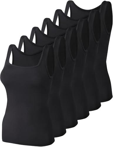 BQTQ 6 Pcs Women's Square Neck Tank Top Sleeveless Undershirt Basic Tank Tops for Women Girls Medium BQTQ 6 Pcs Women's Square Neck Tank Top Sleeveless Undershirt Basic Tank Tops for Women Girls Medium