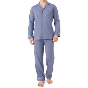 DAVID ARCHY Mens Pajamas Set Soft Cotton Notched Collar Pajamas for Men Long Sleeve Mens Sleepwear with Pockets & Front Fly, Size Large