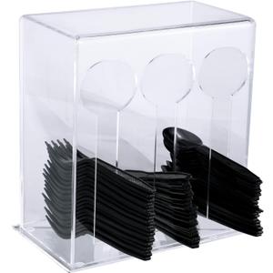 Vesici Plastic Utensil Dispenser Acrylic Utensil Dispenser Silverware Organizer Holder for Kitchen and Restaurant(3 Compartment,Clear)