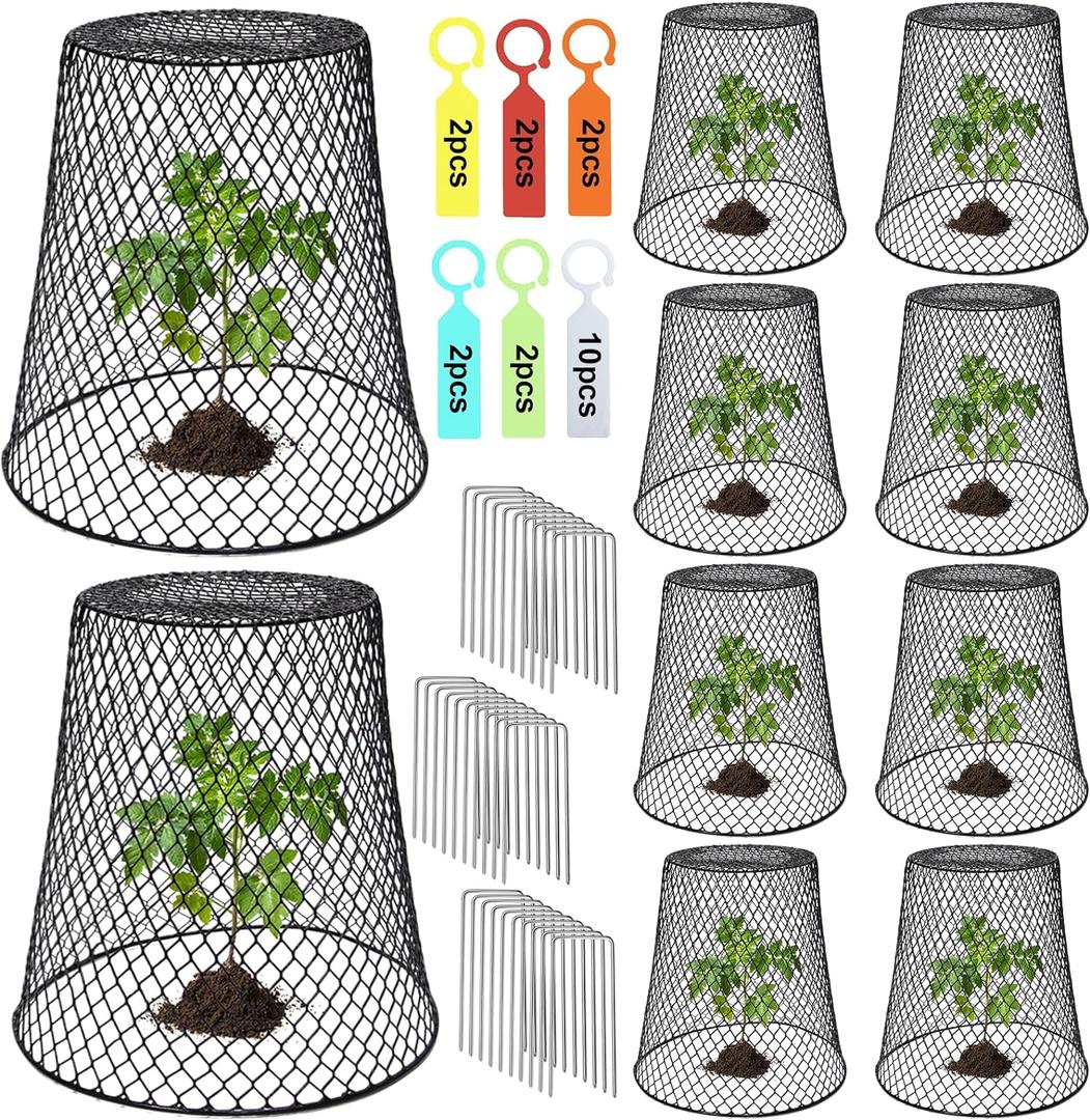 10 Pcs 9.13"9.13" Chicken Wire Cloche Plant Covers Garden Netting Metal Heavy Duty Plant Protectors from Animals for Keeping Bunnies Chicken Squirrels Birds Other Out