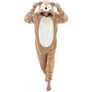 Snug Fit Unisex Adult Onesie Pajamas, Flannel Cosplay Animal One Piece Halloween Costume Sleepwear Homewear (Beige, XL)