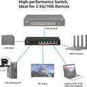 10Gb Ethernet Switch Unmanaged with 2 x 10Gbe RJ45 Ports, 4 x 2.5G Base-T Ports, Plug and Play, VLAN, Wall Mount, YuanLey 6-Port 10 Gigabit Network Switch with Metal Case Fanless