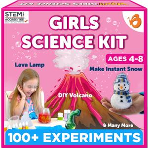 Butterfly EduFields 100+ Girls Science Kit for Kids Ages 4 5 6 7 8 | Girls in STEM & Science Experiments | Educational Gift Ideas for 4 5 6 7 8 Year Old Girl | STEM Projects, Fun Learning
