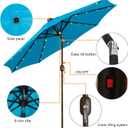 Blissun 9 ft Solar Umbrella, 32 LED Lighted Patio Umbrella, Table Market Umbrella, Outdoor Umbrella for Garden, Deck, Backyard, Pool and Beach (Light Blue)