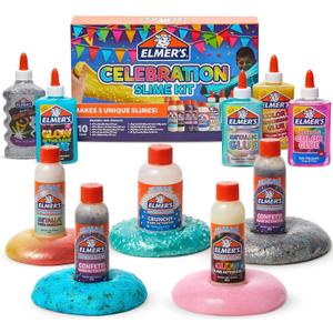 Elmer's Celebration Slime Kit, Complete Slime Supplies, Includes Assorted Magical Liquid Slime Activators and Liquid Glues, 10 Count - Kids Activity, Creative Fun, Arts & Crafts
