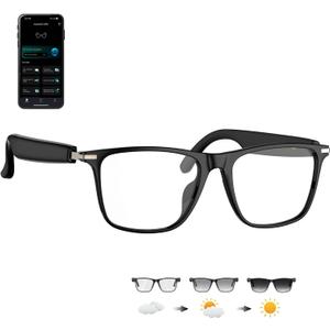 Ai Translation Smart Glasses with ChatGPT,Bluetooth Glasses with 164+ Language Translation,Translator Glasses Physical Color-Change Lenses,Multifunctional Audio Eyewear for Women Men (M01)