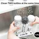 Double Baby Bottle Cleaning Brush Set with Suction Base - Cleans Two Bottles at Once - Includes Nipple Cleaner Brush - High Density Bristles, Dishwasher Safe - Baby Gift & Newborn Essential