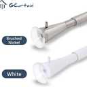 Shower Curtain Rod No Drilling, Spring Tension Rod, 56-98 Inch, 3/4 Inch Diameter, Suction Cup on Either End, 1Pc, White