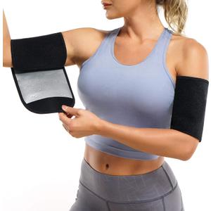 Wonderience Arm Trimmers for Women Pair Sauna Sweat Arm Shaper Bands Adjustable Arm Trainer Toner Sleeves for Sports Workout (Silver, One Size)